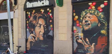 Mural retrato de Maria Aurèlia Capmany y Mayte Martín.