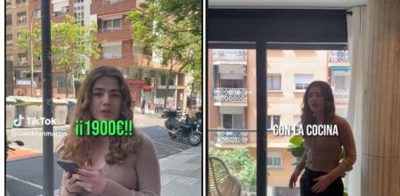Joven enseñando en Tik Tok el piso alquilado en el que vive