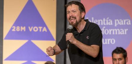 Pablo Iglesias, durante su intervención en el acto electoral de Unidas Podemos este sábado en Palma