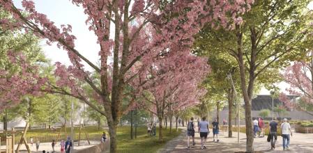 Simulación de la nueva plaza de conexión del barrio del Cabanyal con la avenida Blasco Ibáñez