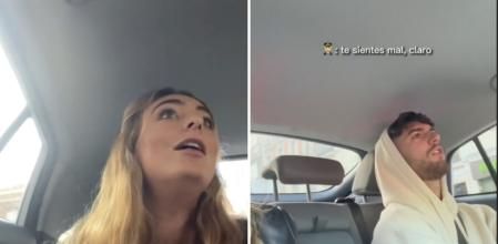 La pareja que protagoniza el vídeo con el taxista