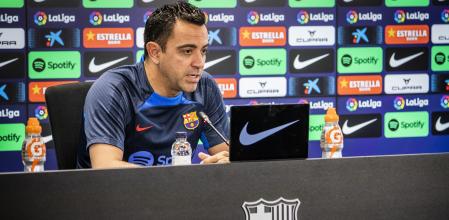 Xavi Hernández en la rueda de prensa previa al partido contra el Mallorca