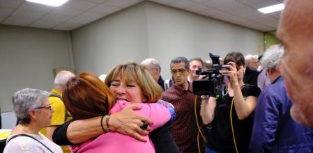 Núria Marín, anoche, tras conocerse su victoria en l'Hospitalet de Llobregat