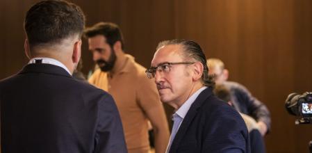 Jaume Giró, ayer en el cuartel electoral de JxCat, en la celebración de la victoria de Xavier Trias