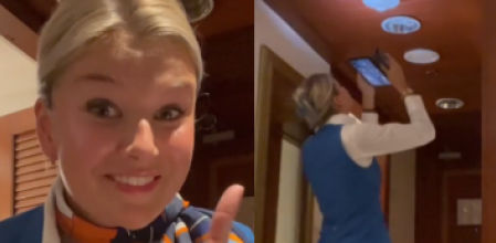 La azafata explica cómo lo hace