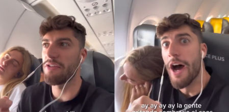 Un 'tiktoker' graba un vídeo sobre bombas en un avión y a la pasajera de atrás casi le da un parraque