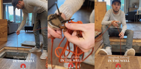 Encuentran una tapa secreta en el suelo de su cocina y descubren un espeluznante pozo lleno de agua y objetos