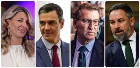 Los equipos de Yolanda Díaz, Pedro Sánchez, Alberto Núñez Feijóo y Santiago Abascal trabajan para centrar la campaña en los temas que les convienen y para perfilar una propuesta que movilice a los votantes