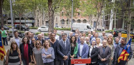 07 - 06 - 2023 / Barcelona / Foto presentació Eines de País Dolors Feliu, presidenta de l'Assamblea, Mònica roca, presidenta de la Cambra de Comerç Toni Fitó, vicepresident de la Cambra / foto: Llibert Teixidó