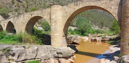 Agua de color chocolate bajo el Pont de Vilomara.