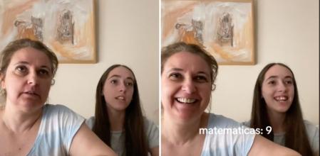 Mar Muñoz y su madre reaccionando a las notas de la EBAU