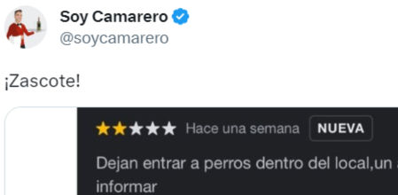 Se queja por dejar pasar perros al local y la respuesta del dueño es épica