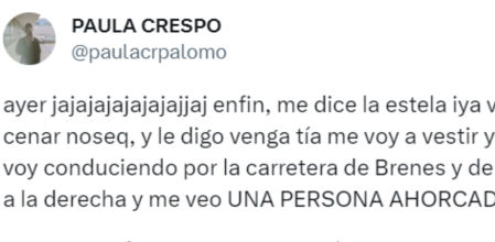 Un conductora la lía al confundir un cadáver con un espantapájaros