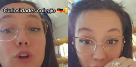 La profesora explica algunas de las curiosidades del colegio