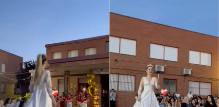 La autora de las imágenes entrando a la graduación