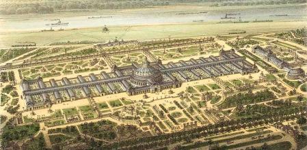 El recinto de la Exposición Universal de Viena de 1873, con la popular Rotunde en el centro.