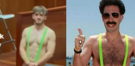 El estudiante utilizó la famosa prenda del personaje interpretado por Sacha Baron Cohen