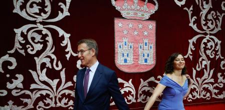 El presidente del PP, Alberto Núñez Feijóo, acompañó a Isabel Díaz Ayuso en su toma de posesión como presidenta