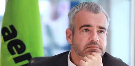 El presidente de Aena, Maurici Lucena, durante la entrevista realizada en la sede de la compañía en Madrid