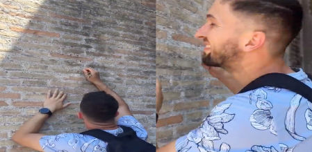 Al hombre le hizo mucha gracia estar vandalizando el Coliseo