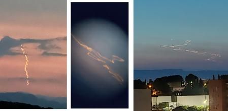 Algunas de las imágenes compartidas en redes sociales de las estelas observadas el lunes 26 de junio en Francia y España .