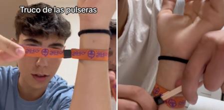 Dos jóvenes enseñan el truco para sacarte la pulsera de un festival