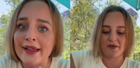 Probando la hamburguesa y dando su valoración