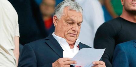 Soccer Football - UEFA Euro 2024 Qualifier - Group G - Montenegro v Hungary - Podgorica City Stadium, Podgorica, Montenegro - June 17, 2023 Hungary Prime Minister Viktor Orban is pictured in the stands before the match REUTERS/Stevo Vasiljevic