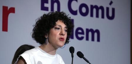 La candidata de Sumar-En Comú Podem a las elecciones generales, Aina Vidal, en un mitin a Barcelona