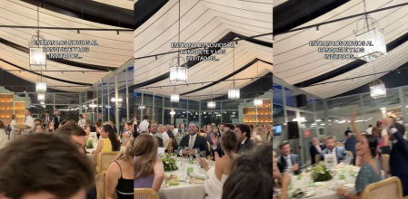 “Que te vote Txapote“ se cuela en un banquete de boda cuando entran los novios: ”Nivelazo“”