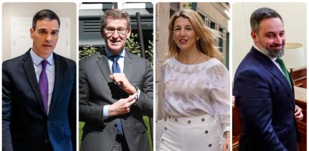 Candidatos Elecciones Generales 23J - Pedro Sánchez (PSOE), Alberto Núñez Feijóo (PP), Yolanda Díaz (SUMAR) y Santiago Abascal (VOX)