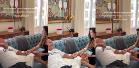 Kiko Matamoros y Marta López Álamo conectados a un gotero