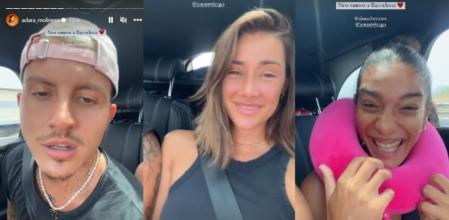 Jonan Wiergo, Adara Molinero y Alma Bollo camino a Barcelona