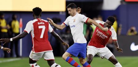 Lewandowski anotó el primer tanto del Barça ante el Arsenal