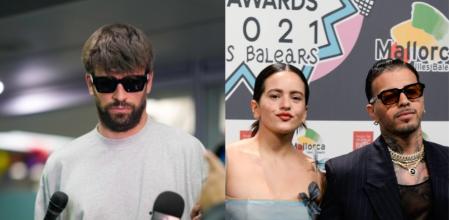 Gerard Piqué y Rosalía con Rauw Alejandro