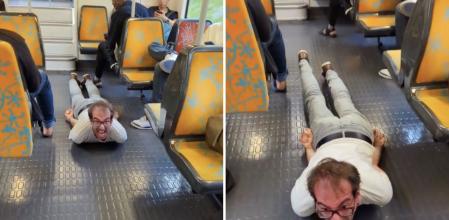 El humorista m.toktok haciendo de las suyas en el tren