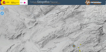 El epicentro del terremoto está próximo a la localidad de Banyeres de Mariola, comoseñala el punto rojo en la web del Instituto Geográfico Nacional
