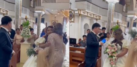 La pareja de novios en Manila, bajo dos palmos de agua