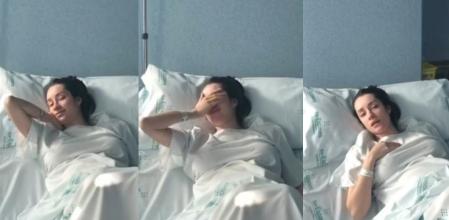 Adara Molinero en el hospital antes de tener a su hijo