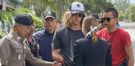 Daniel Sancho, durante la reconstrucción de los hechos con la policía tailandesa