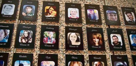 A photo of Makayla Cox, who died of a fentanyl overdose at age 16, is displayed among other portraits on 