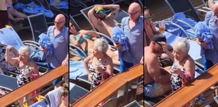 La mujer desbordaba alegría, contagiando a todos los que tuvieron la oportunidad de cruzársela en la cubierta del barco.