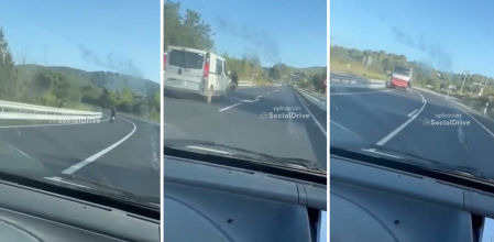 El motorista ha estado invadiendo constantemente el carril contrario