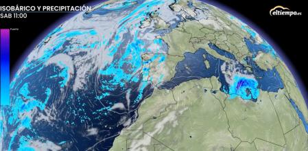 Mapa de la Península Ibérica mostrando las lluvias del fin de semana