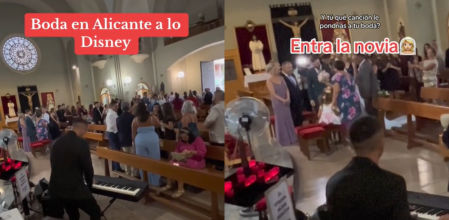 Se casa por la iglesia en Alicante y monta una boda Disney: “Qué gran entrada”