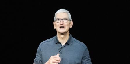 Tim Cook, chief executive officer of Apple Inc., speaks during a launch event for the new Apple iPhone 15 at Apple Park in Cupertino, California, on September 12, 2023. (Photo by Nic Coury / AFP)
