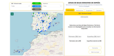 Este es el mapa de que ha elaborado el Gobierno para poder consultar las ciudades españolas con ZBE