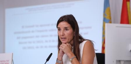 La portavoz del Consell, Ruth Merino, en la rueda de prensa del viernes.