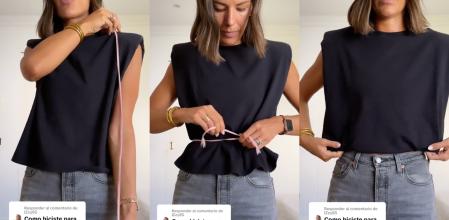 La 'tiktoker' Elena Benito muestra cómo acortar la camiseta con una goma