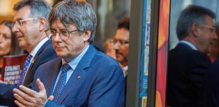 Carles Puigdemont, en un acto público celebrado en Bruselas